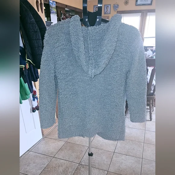 Nwot pink rose hooded cardigan sz sm. Sage green. - Picture 2 of 4